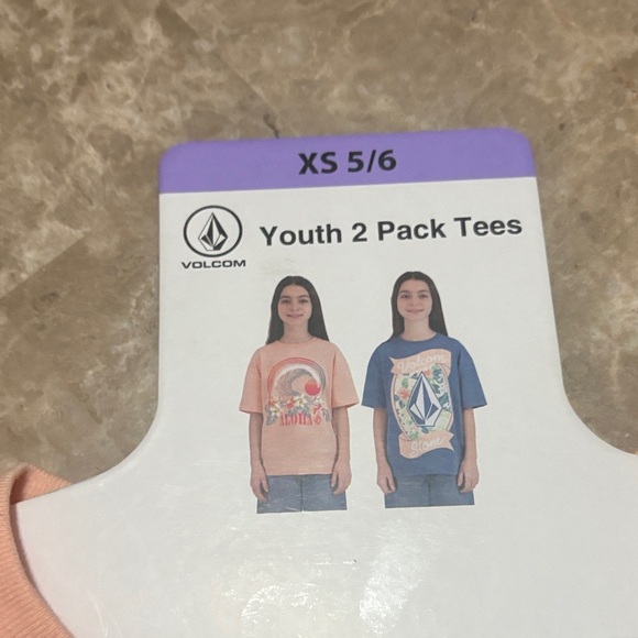 Volcom Kids 2 Pack Tees - Peach and Navy - Picture 1 of 2